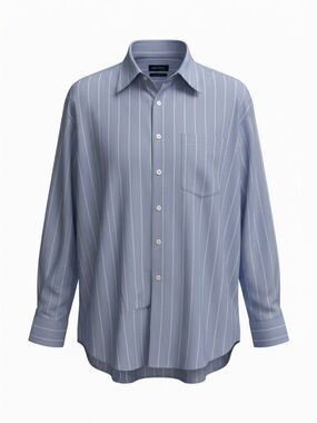 Nautica Blue Pinstripe Men's Dress Shirt 100% Cotton Size 34/35